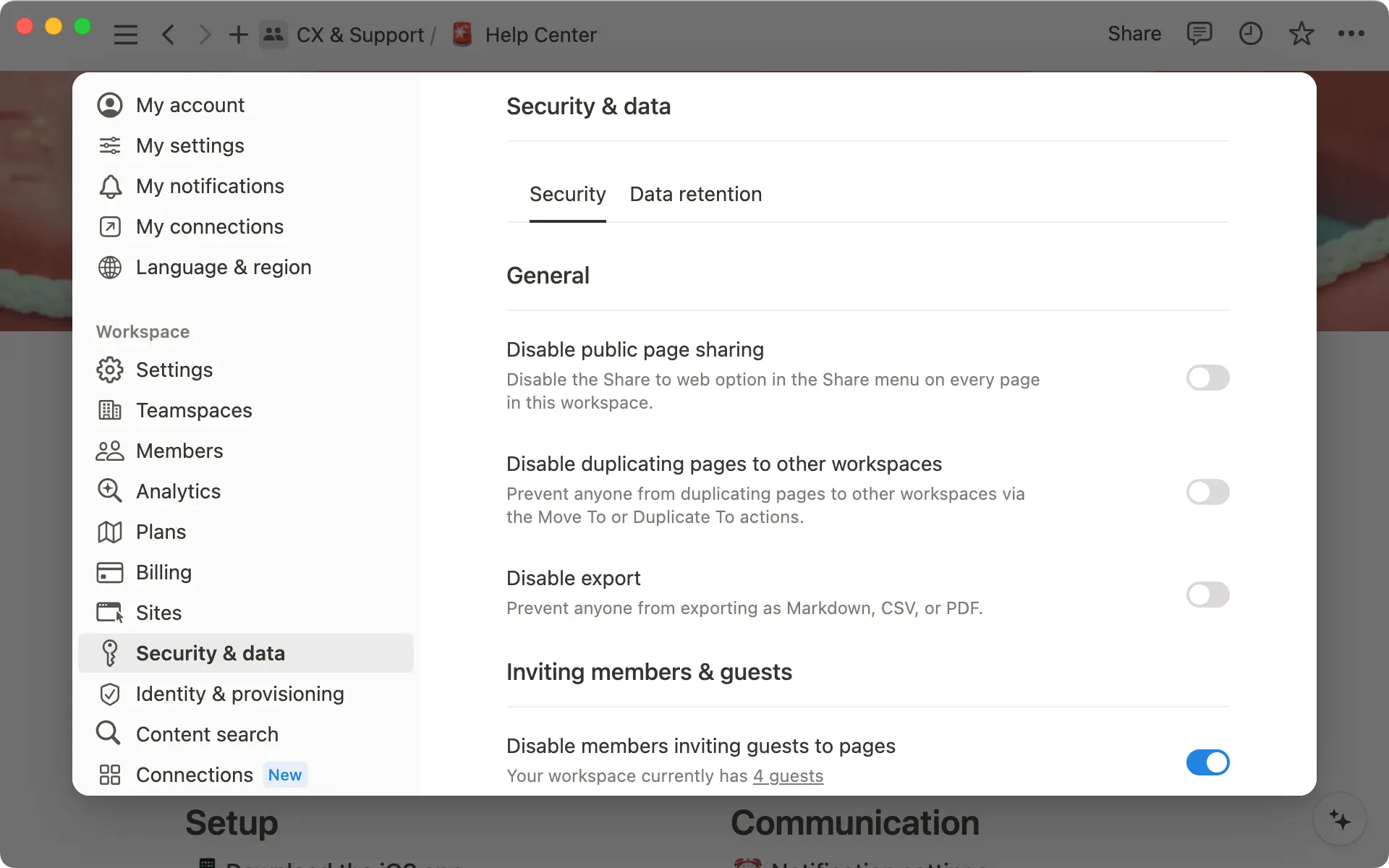 Workspace owners can decide how pages in their workspace are shared.