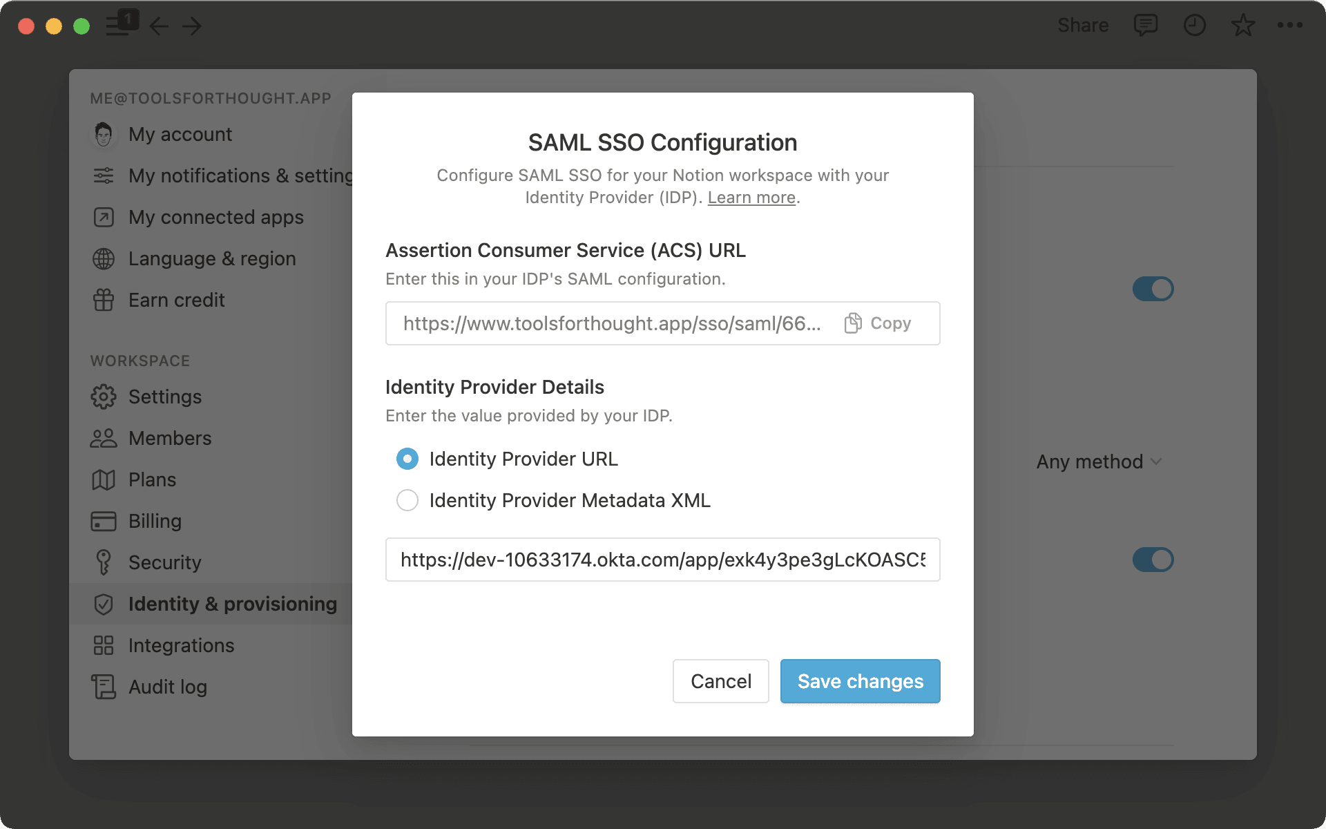 saml sso configuration