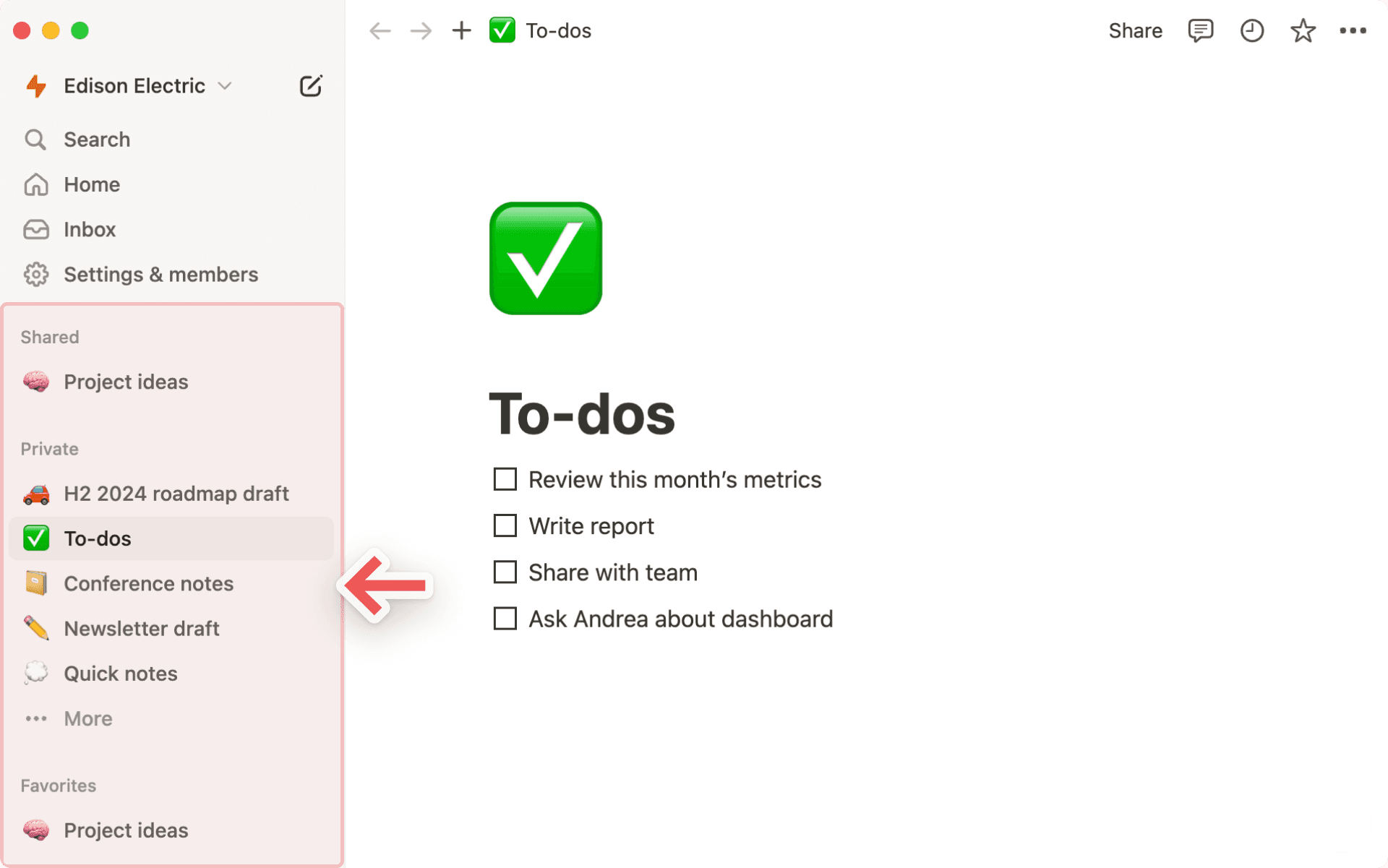 hc: sidebar sections