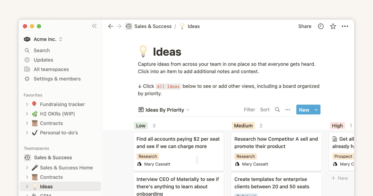 Structure your sidebar for more focused work with teamspaces