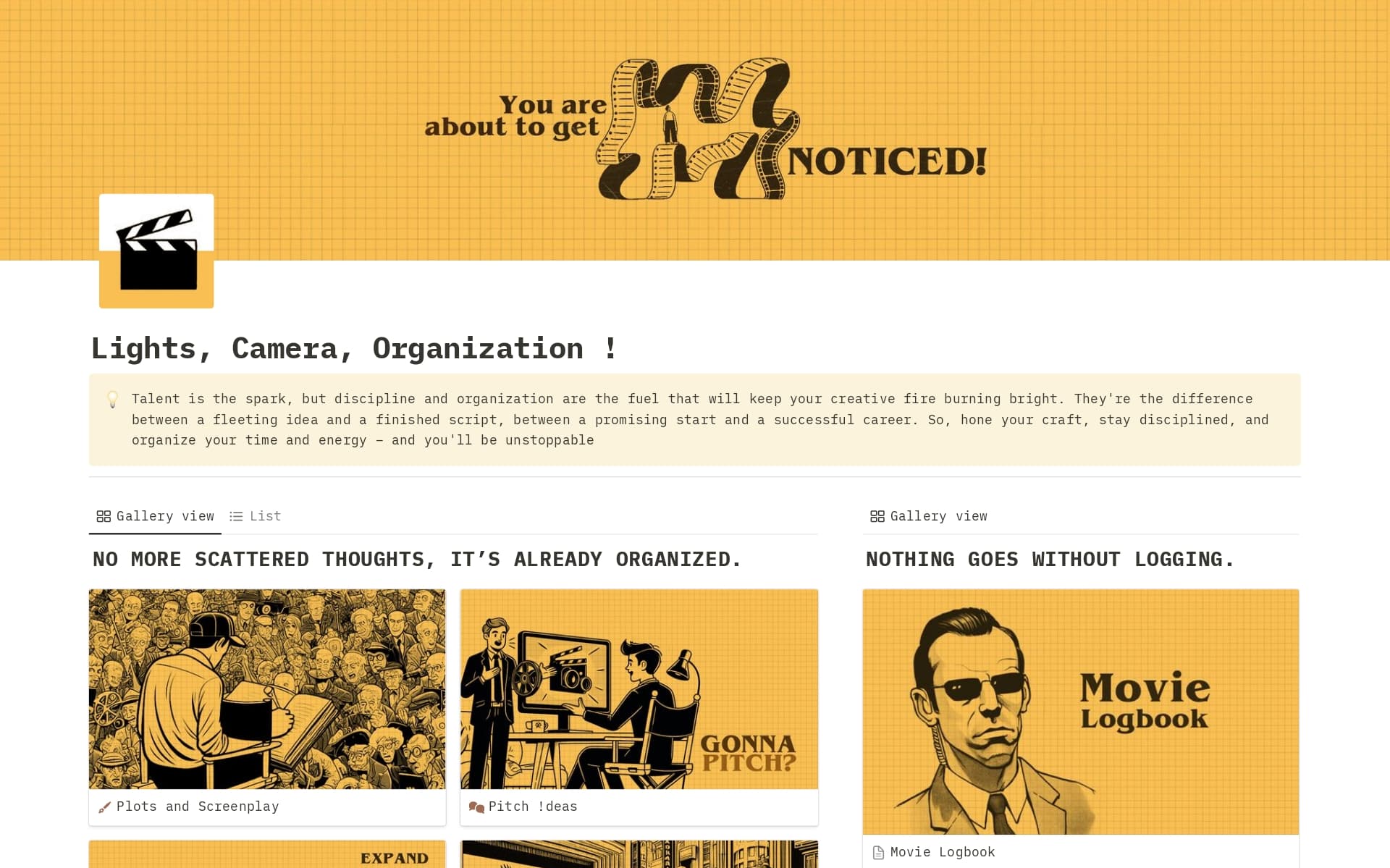 Screenshot of YouTuber Essentials collection by Notion
